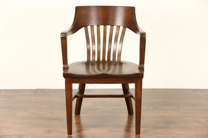Library or Office Mahogany 1925 Chicago Bank Chair with Arms
