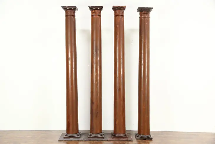 Set of 4 Antique 1920 Pine 95" Architectural Salvage Columns