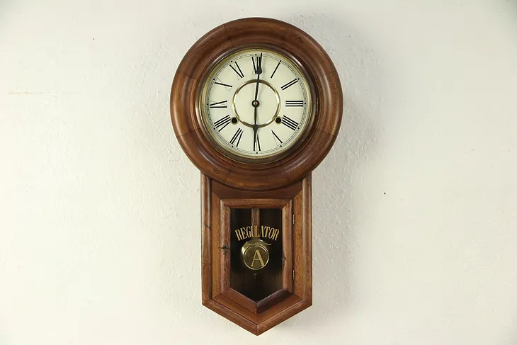 Victorian Style Vintage Mahogany School House Wall Clock #29719