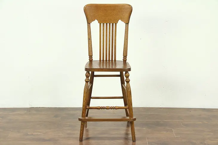 Oak Antique 1910 Youth Dining Chair with Footrest