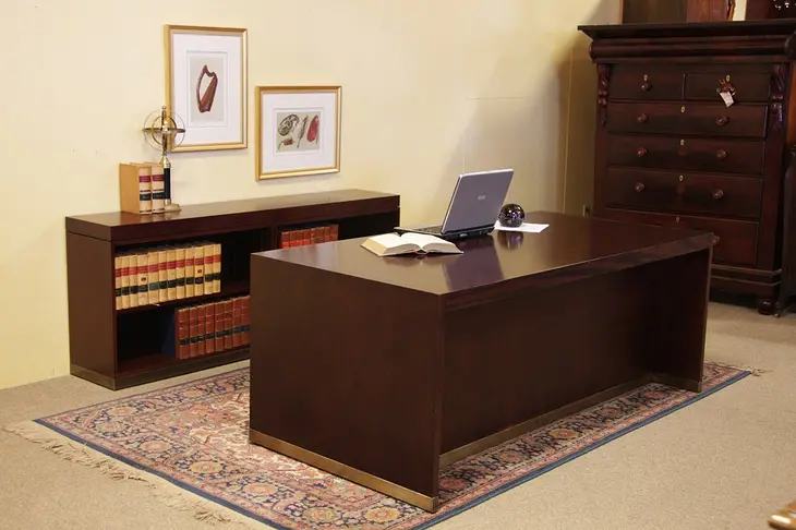 Executive Desk & Credenza Bookcase Set