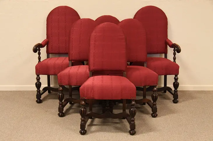 Set of 6 Antique Upholstered Dining Chairs