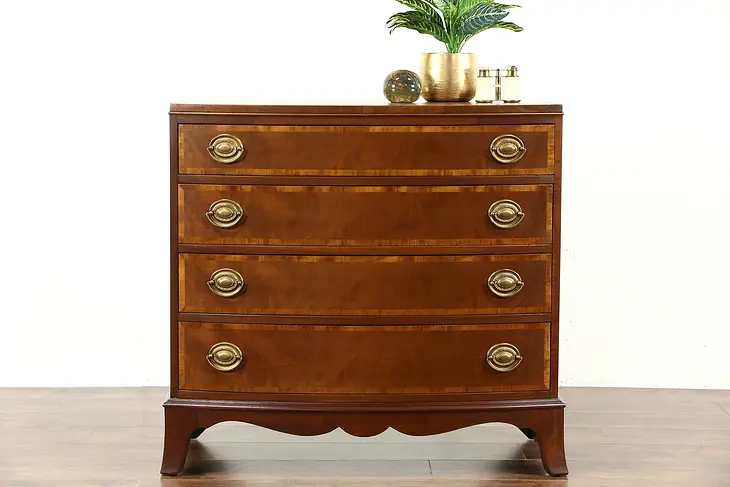 Traditional Mahogany 1920's Antique Bowfront Chest or Dresser