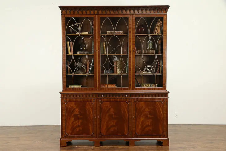 English Vintage Georgian Style Mahogany Bookcase or China Cabinet #31392