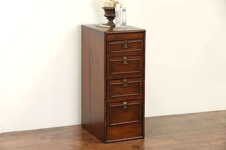 Country Pine 1870 Antique Cabinet or Nightstand, 4 Drawers