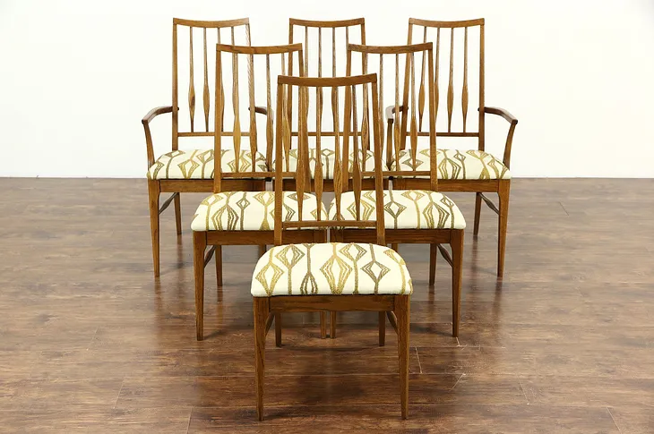 Midcentury Modern Set of 6 Oak 1960 Vintage Dining Chairs, Signed Keller