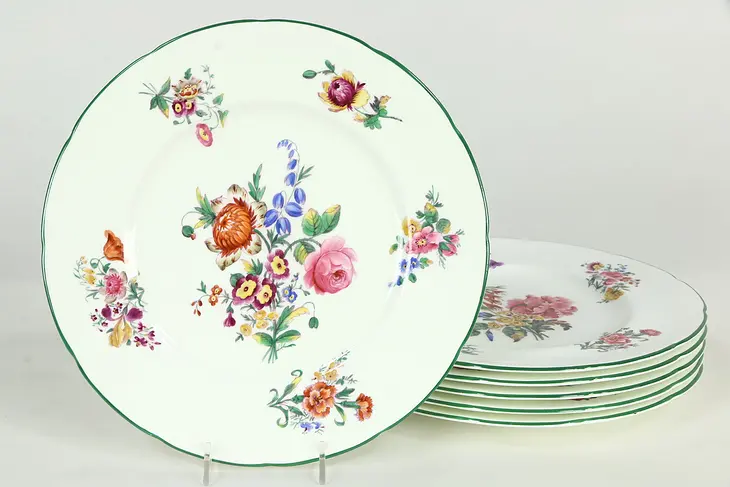 Set of Six Old Coalport Period 1825 Signed Dinner Plates 10 1/2"