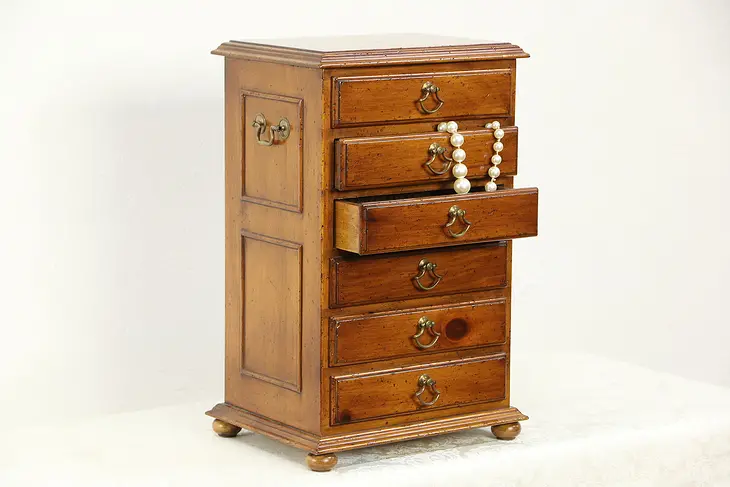 Jewelry Chest or Collector Cabinet, Vintage Pine, 6 Drawers, Signed Alfred Assid