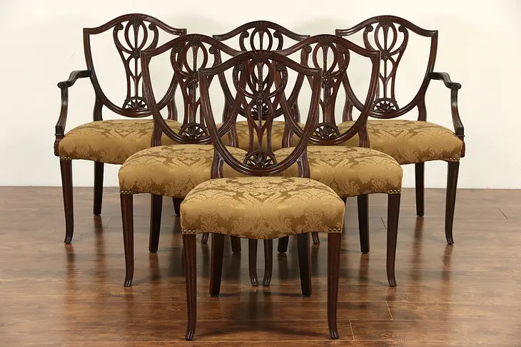 Set of  6 Drexel Signed 1950 Vintage Dining Chairs, New Upholstery