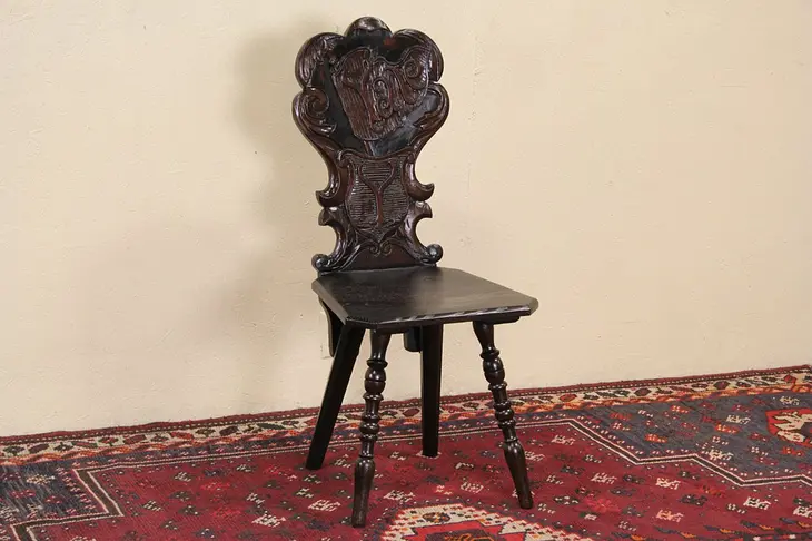 Yale 1900 Antique Graduation Gift Carved Oak Chair