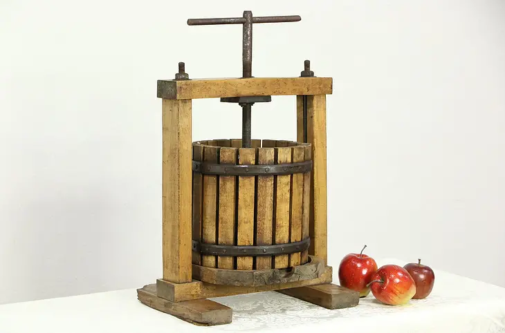 Cider or Fruit Antique Wine Cellar Press, Maple & Iron, early 1900's