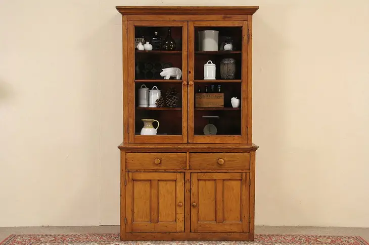 Country Pine Step Back Antique 1890 Pantry Cupboard