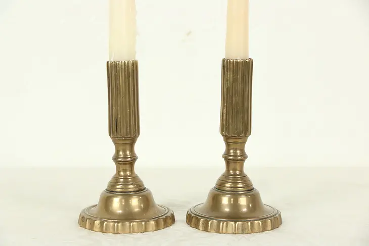 Pair of Antique 1880 English Brass Candlesticks