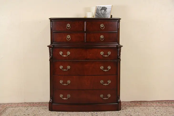 Traditional Mahogany Kent Coffey Signed 1950 Vintage Tall Chest on Chest
