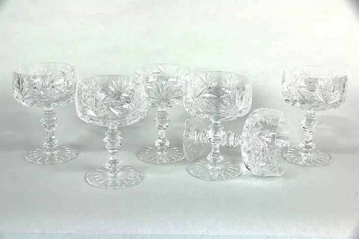 Set of Six Colwein by Kristall Neubert Champagne Glasses, 4 1/2" Tall.