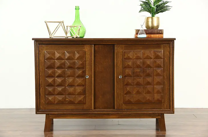 Midcentury Modern Scandinavian Oak Vintage Sideboard, Hall or TV Console Cabinet