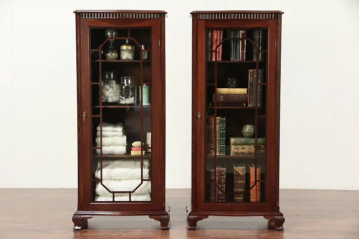 Pair of Georgian Style Vintage Bookcases, Bath or Display Cabinets #29425