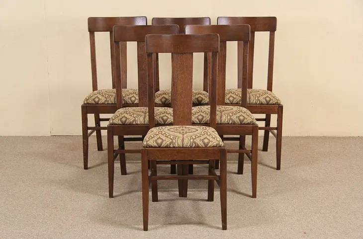 Set of 6 Arts & Crafts Mission Oak or Craftsman Antique 1905 Dining Chairs
