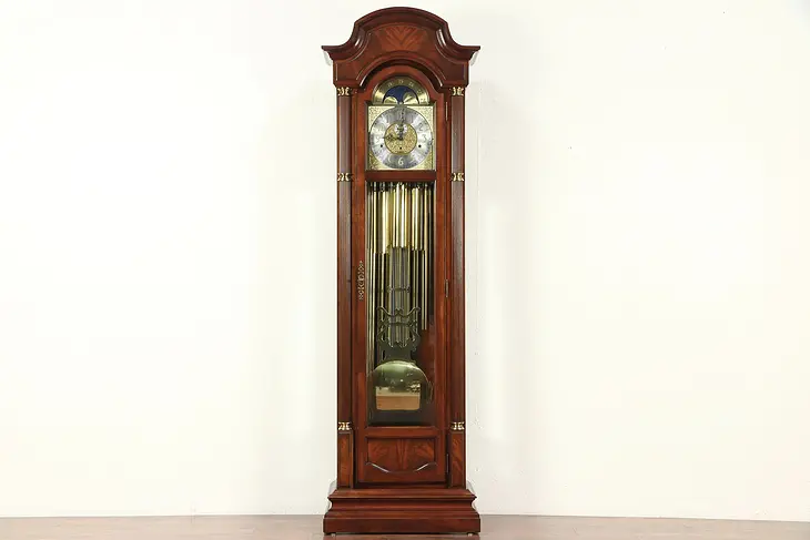 Cherry Vintage Grandfather Long Case Westminster Tube Chime Clock, Sligh #29358