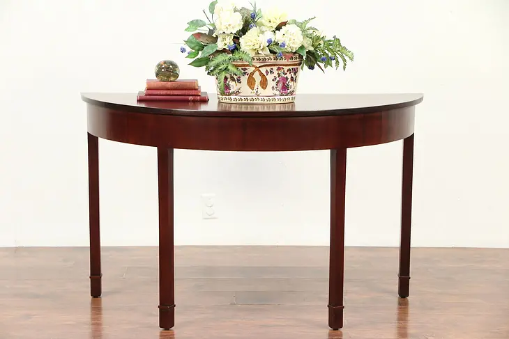 Federal 1810 Antique Mahogany Demilune Half Round Hall Console Table #29546