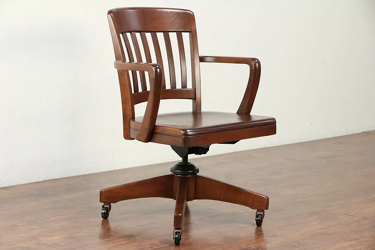 Swivel Adjustable 1940's Vintage Birch Desk Chair #29915