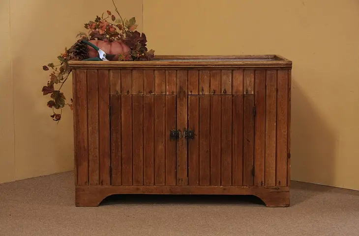 Country Oak Wainscoting Primitive Antique Dry Sink
