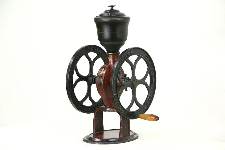 Elgin National Coffee Mill, Woodruff & Edwards Cast Iron 1890's Antique Grinder