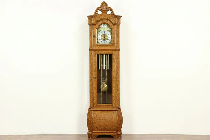 Grandfather Tall Case Vintage Clock, Westminster Chime, Hermle #30261