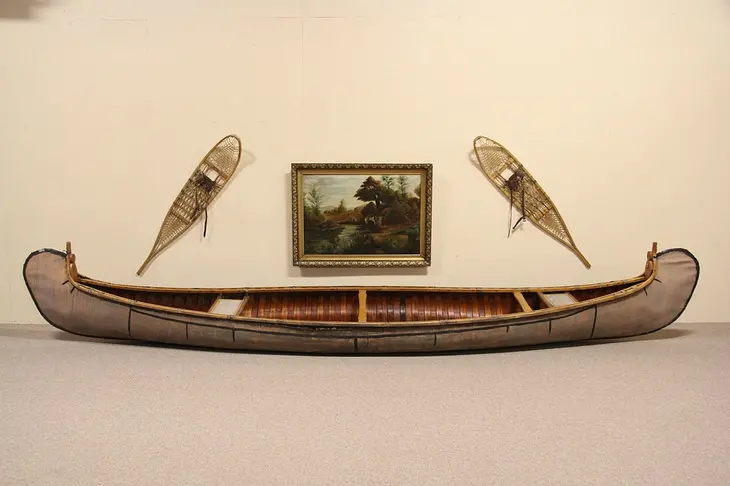 Canvas & Cedar 16' Antique 1915 Canoe, Rebuilt in Rhinelander, WI