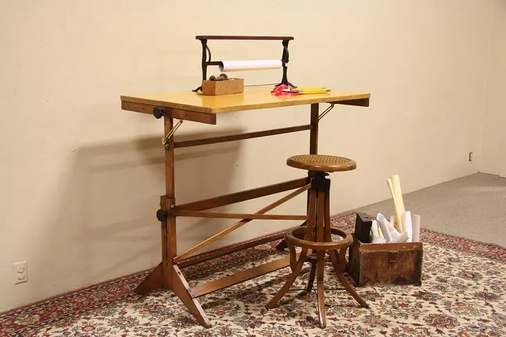 Drafting Table or Adjustable 1930's Artist or Architect Desk