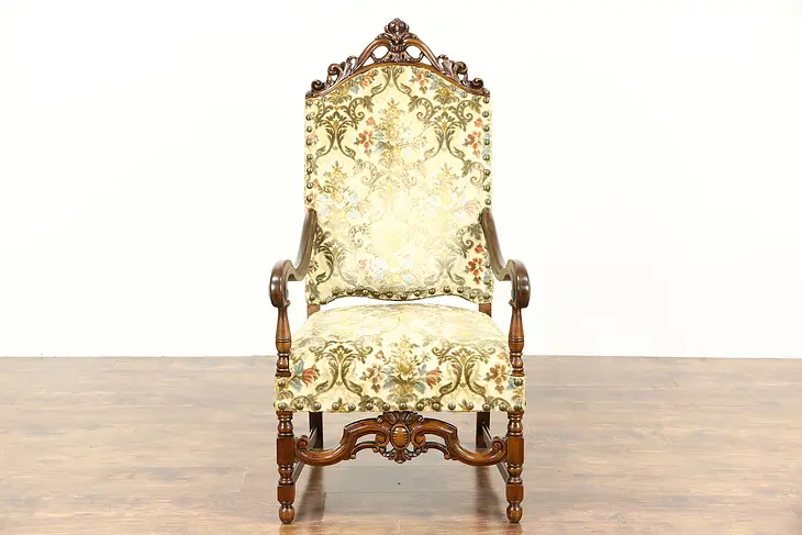 Carved Antique 1915 Hall or Throne Chair
