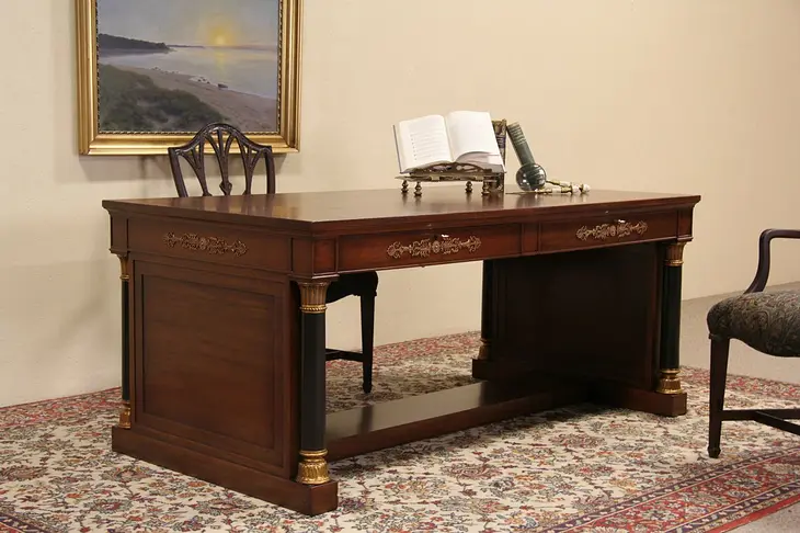 Classical Vintage Partner Desk, Library or Foyer Table