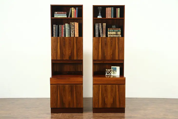 Pair of Midcentury Modern Rosewood Vintage Cabinets or Bookcases, Denmark #28723