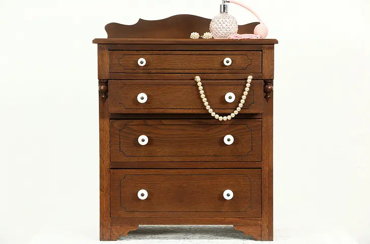 Child Size Antique Walnut Dresser, Jewelry or Collector Chest