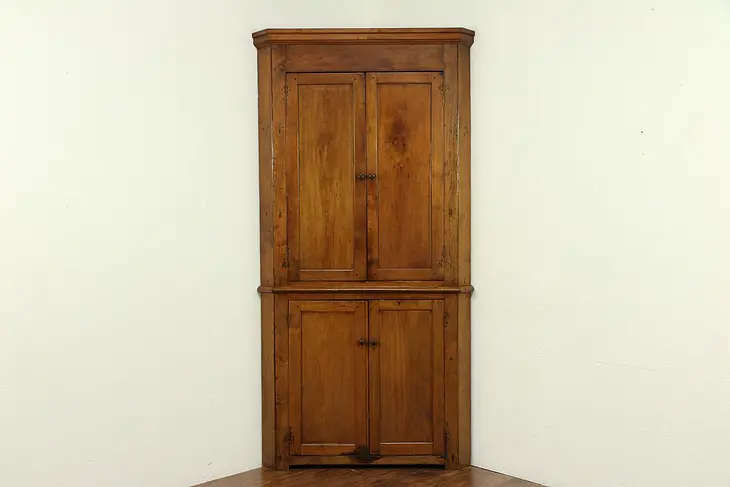 Walnut Cupboard Primitive Ohio Antique 1840 Corner Cabinet #30656