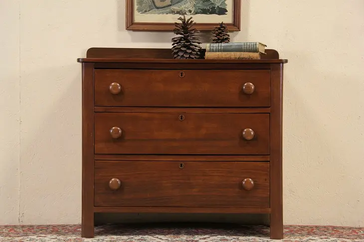 Walnut 1860 Antique Linen Chest or Dresser