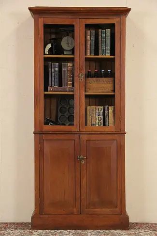Country Pine & Oak 1900 Antique Pantry Cupboard or Bookcase