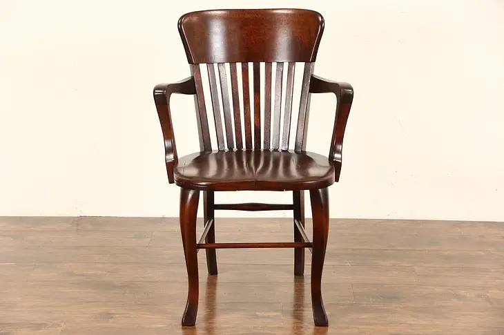 Banker, Office or Library Chair with Arms, 1910 Antique