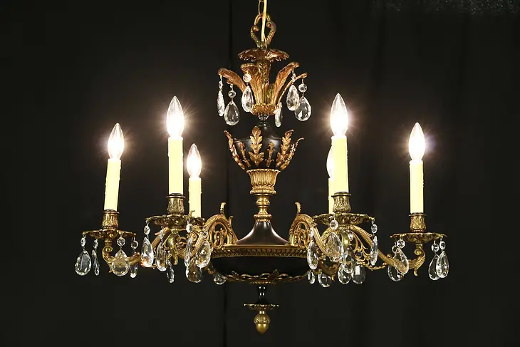 Regency Design 6 Candle Gold Plated & Black Vintage Chandelier