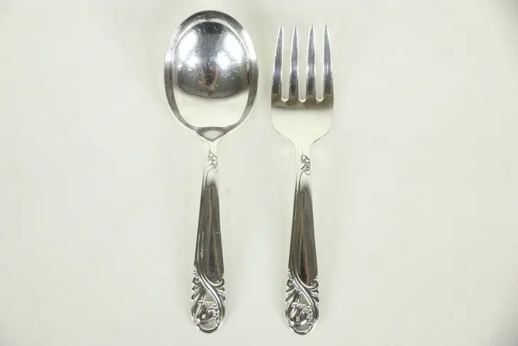 International Sterling Silver Child Baby Fork & Spoon Set, Spring Glory, No Mono