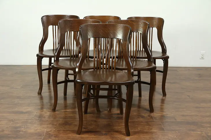 Set of 6 Antique Quarter Sawn Oak Dining Chairs Heywood Wakefield Chicago #28783
