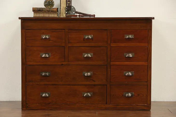 Pine & Fir 1920's Antique 10 Drawer Chest or File