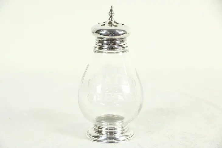 Grated Cheese Antique Shaker, Sterling Silver Mounts