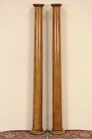 Pair of Architectural Salvage Antique 1900 Oak Columns