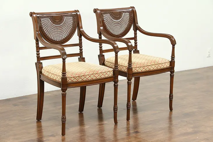 Pair of Regency Style Vintage Carved Mahogany Chairs