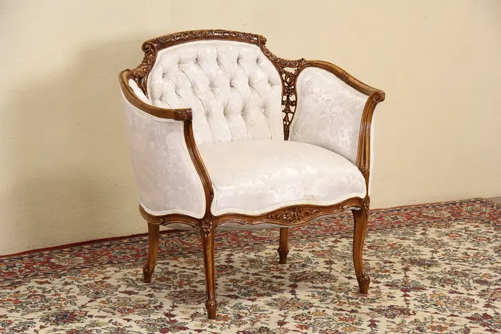 French Style 1940's Carved Chair