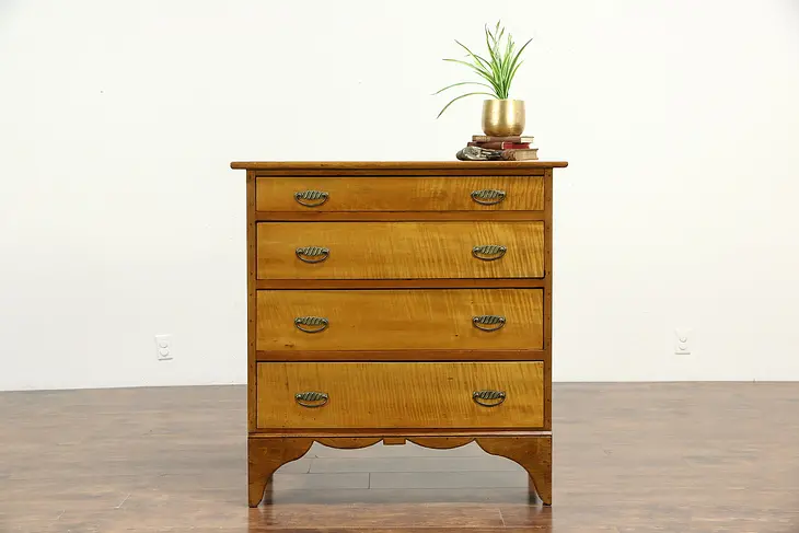 New England Country Maple & Butternut 1790 Antique Chest or Dresser