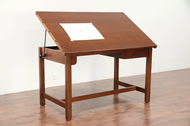 Architect or Artist Desk, Vintage Drafting or Wine Table, Kitchen Island #29756