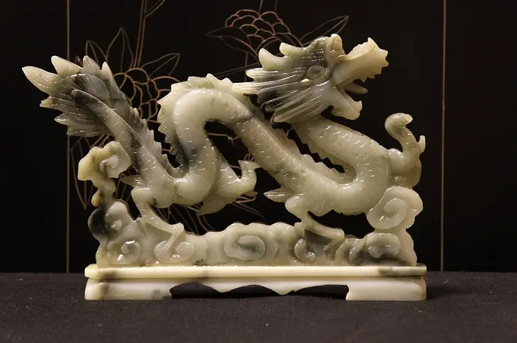 Chinese Carved Jade Dragon Sculpture