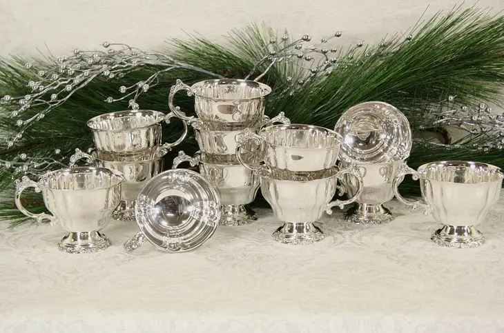 Punch Cups, Wallace Baroque Silverplate, Set of 12